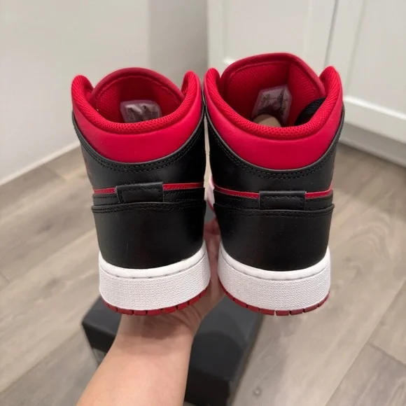 Air Jordan 1 Mid Black and Gym Red - Picture 10 of 13